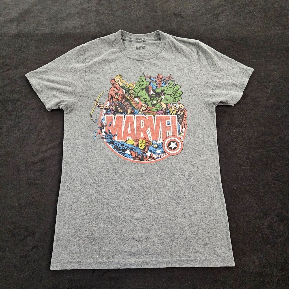 Marvel Comics Superheroes Gray Short Sleeve Cotton Blend T-Shirt Men's S